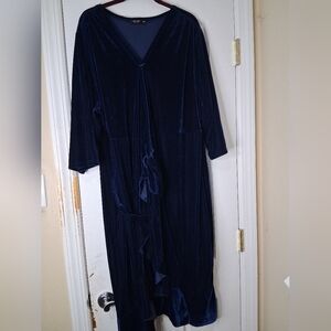 Elegant Navy Blue Velvet Like Dress By Shein